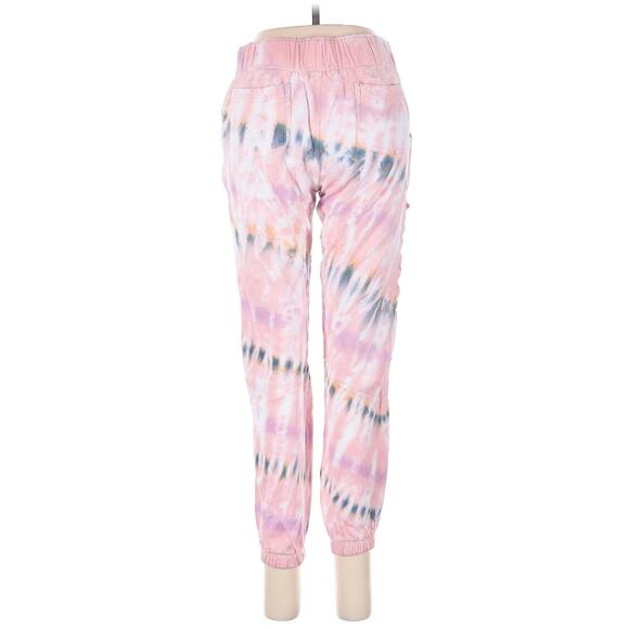 Young Fabulous & Broke Capri Sweat Pants size L Pink Tie Dye Jarland Joggers - Picture 2 of 4